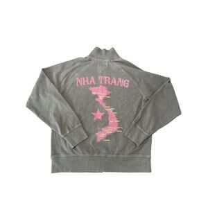 Lucky Brand Vintage Inspired Vietnam Nha Trang Zip Graphic Track Jacket Grunge